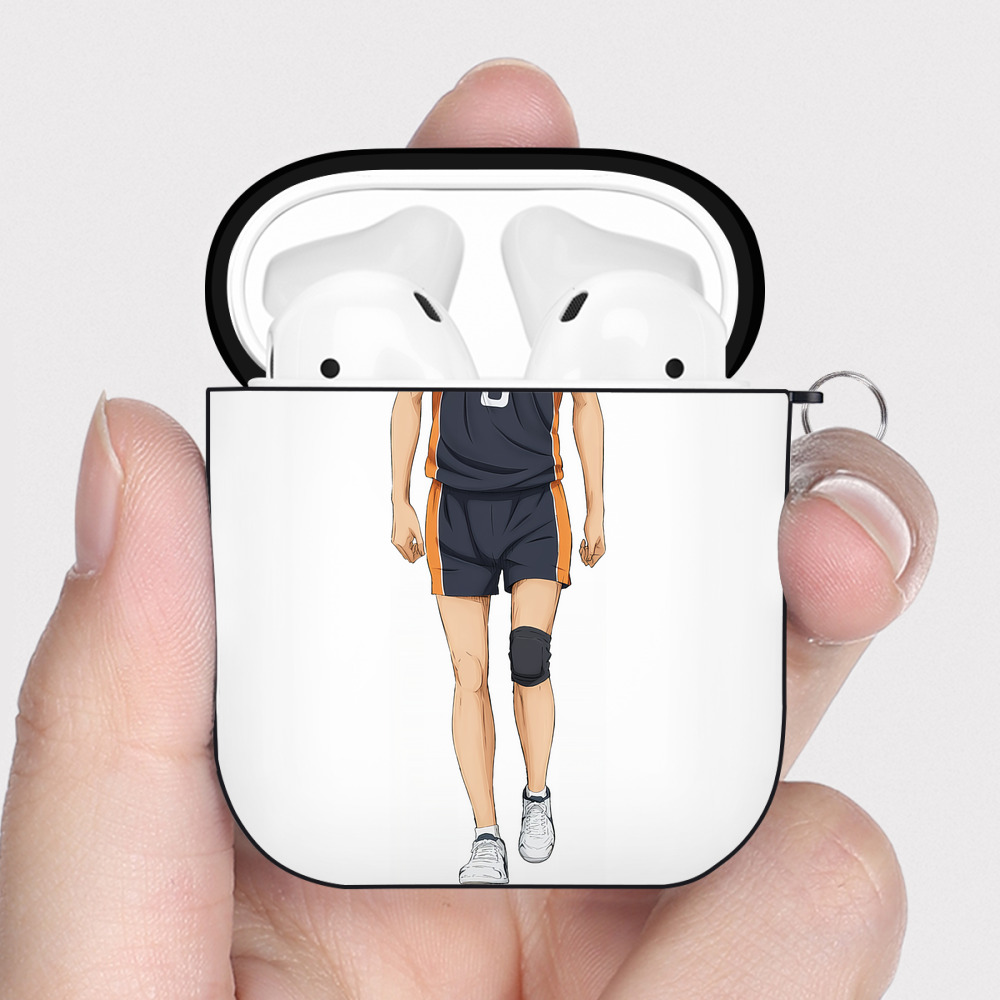 （画像用） ハイキュー!! Haikyu!! AirPods 第2世代保護ケース ハードシェル ブラック 耐衝撃・防指紋・カラビナ付き