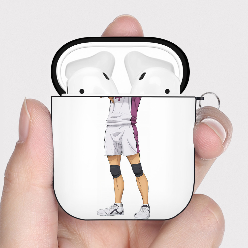 （画像用） ハイキュー!! Haikyu!! AirPods 第2世代保護ケース ハードシェル ブラック 耐衝撃・防指紋・カラビナ付き