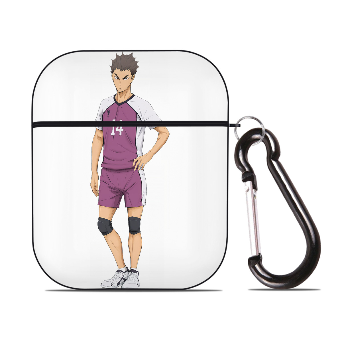 （画像用） ハイキュー!! Haikyu!! AirPods 第2世代保護ケース ハードシェル ブラック 耐衝撃・防指紋・カラビナ付き