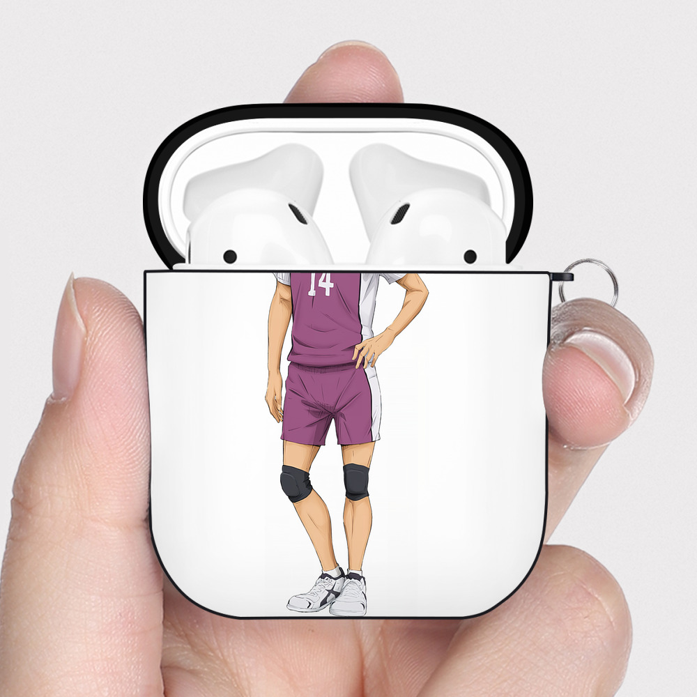 （画像用） ハイキュー!! Haikyu!! AirPods 第2世代保護ケース ハードシェル ブラック 耐衝撃・防指紋・カラビナ付き