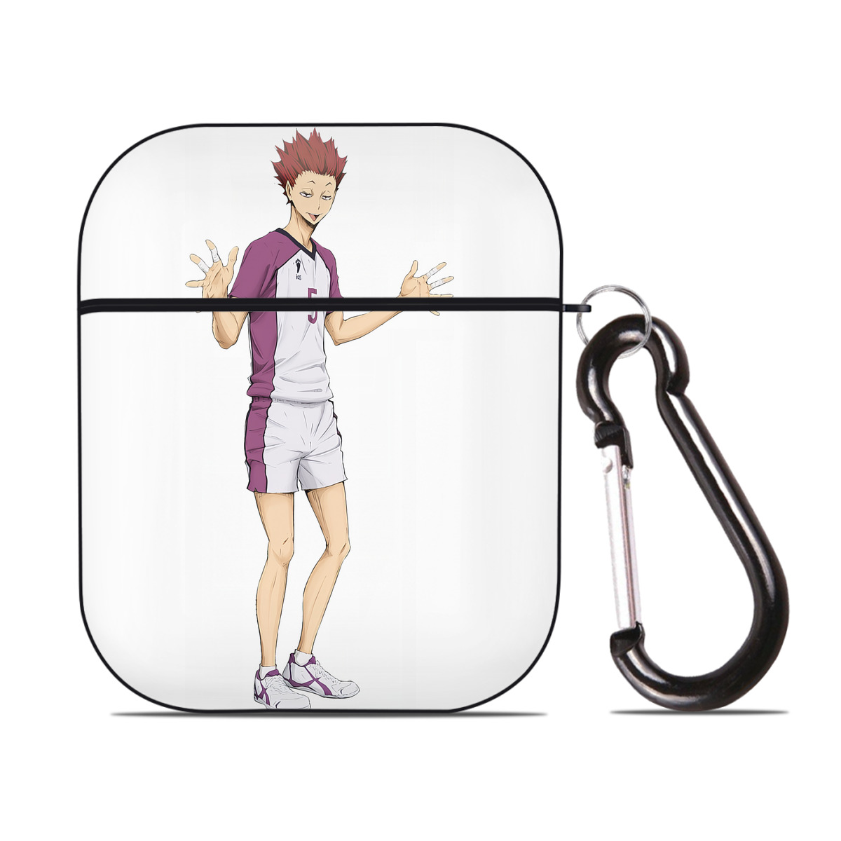 （画像用） ハイキュー!! Haikyu!! AirPods 第2世代保護ケース ハードシェル ブラック 耐衝撃・防指紋・カラビナ付き