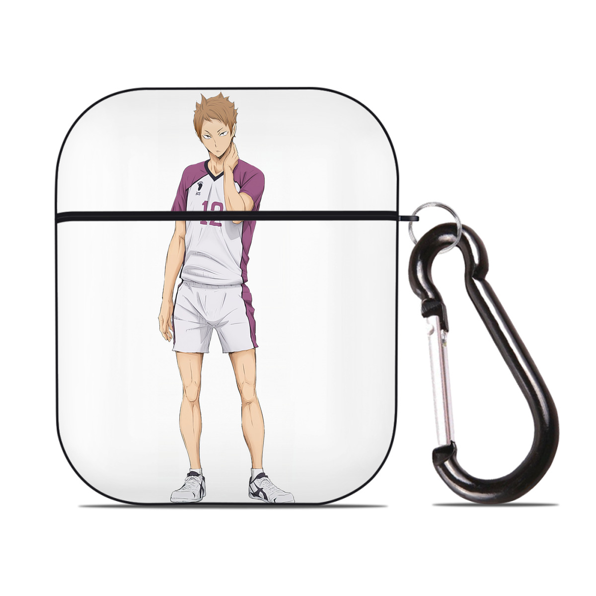（画像用） ハイキュー!! Haikyu!! AirPods 第2世代保護ケース ハードシェル ブラック 耐衝撃・防指紋・カラビナ付き