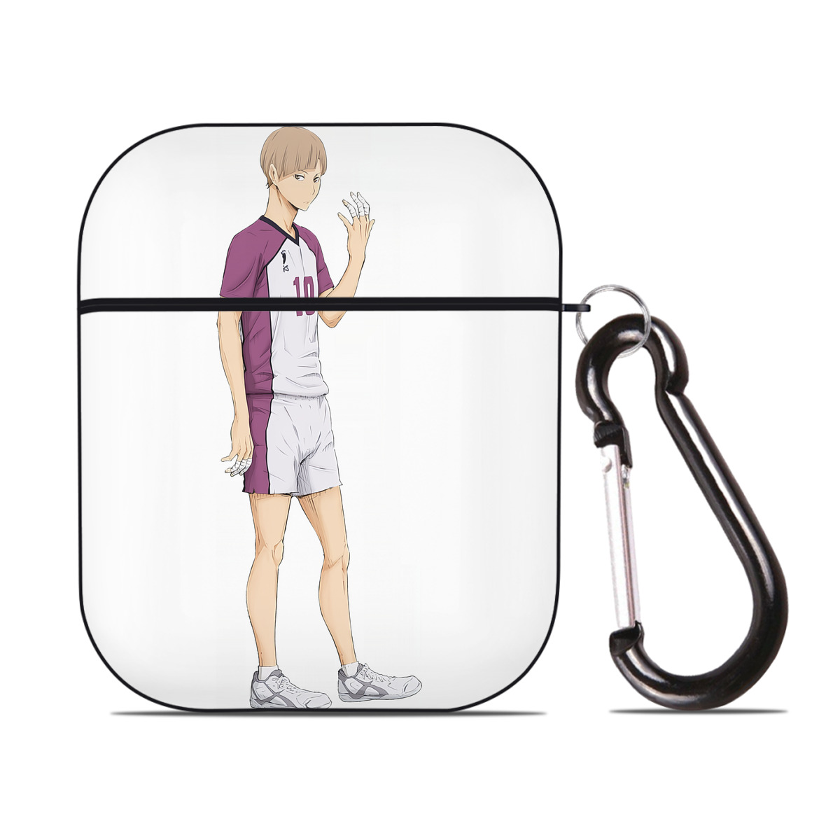 （画像用） ハイキュー!! Haikyu!! AirPods 第2世代保護ケース ハードシェル ブラック 耐衝撃・防指紋・カラビナ付き