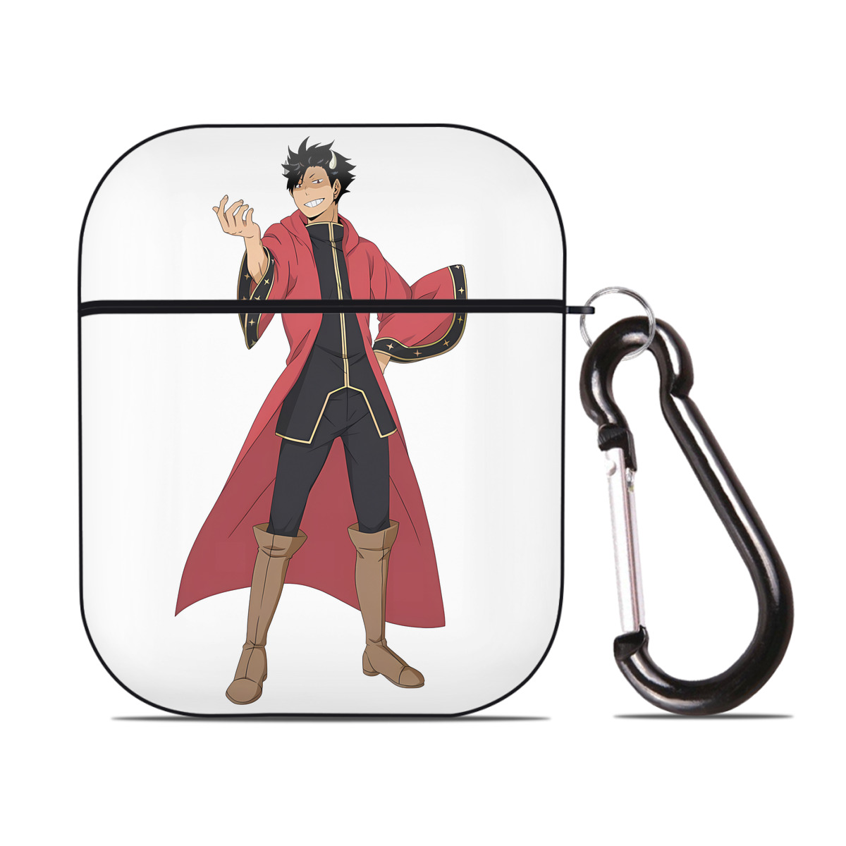 （画像用） ハイキュー!! Haikyu!! AirPods 第2世代保護ケース ハードシェル ブラック 耐衝撃・防指紋・カラビナ付き