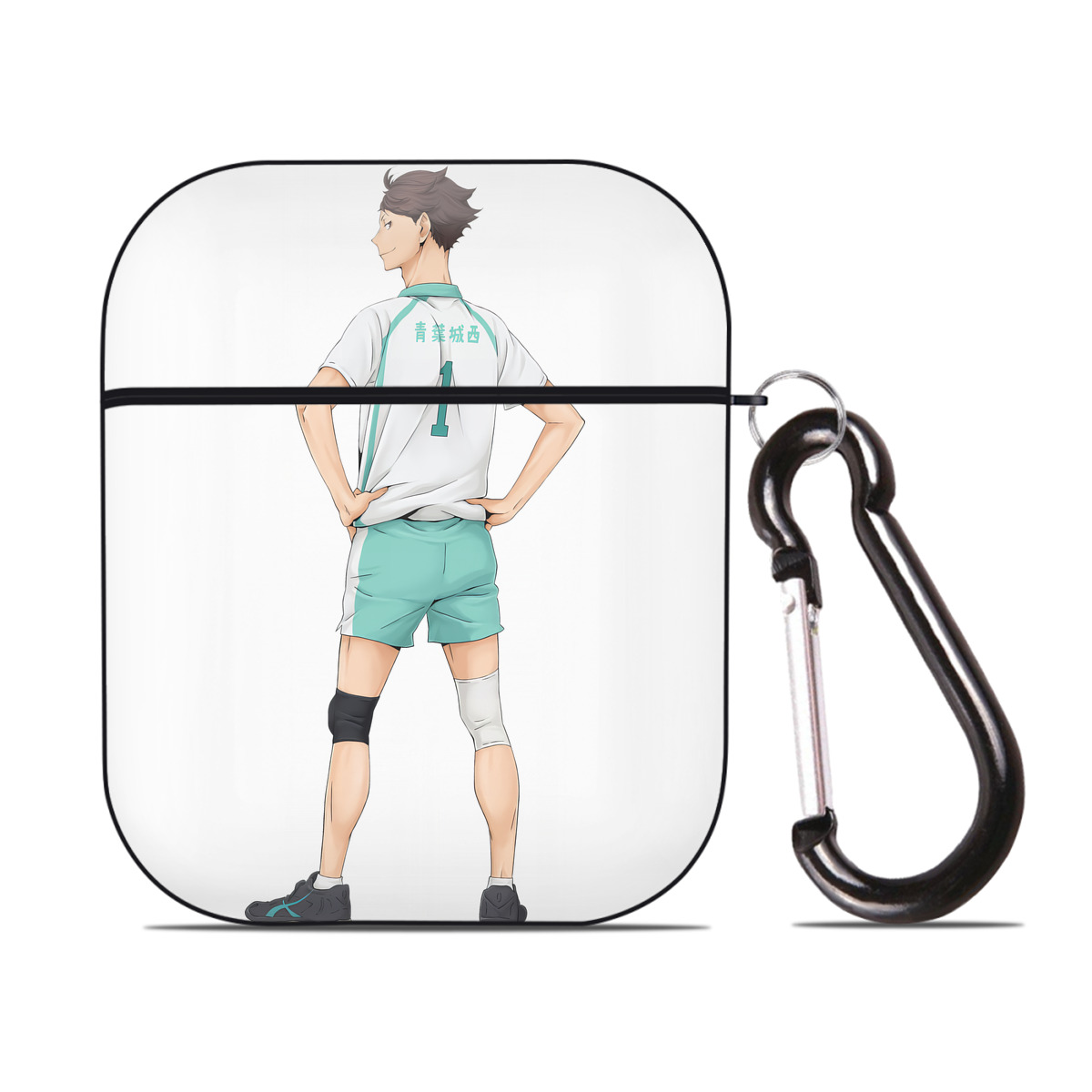 （画像用） ハイキュー!! Haikyu!! AirPods 第2世代保護ケース ハードシェル ブラック 耐衝撃・防指紋・カラビナ付き