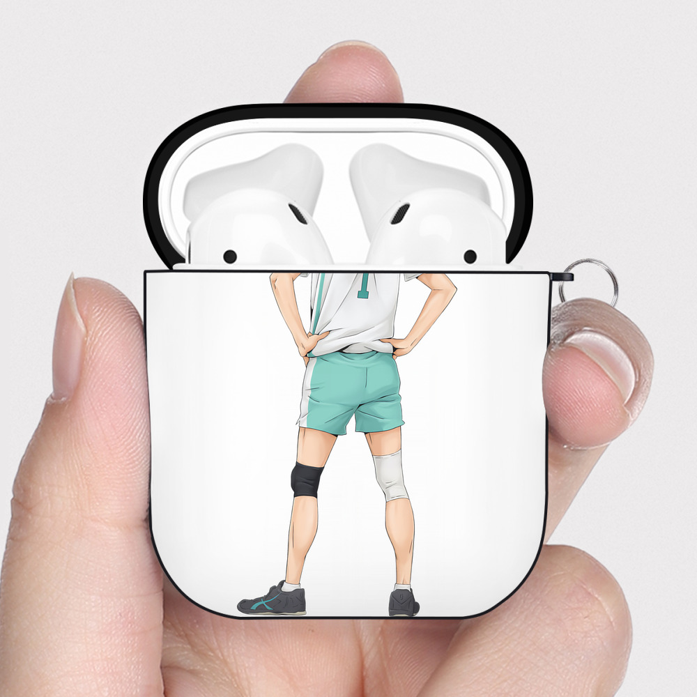 （画像用） ハイキュー!! Haikyu!! AirPods 第2世代保護ケース ハードシェル ブラック 耐衝撃・防指紋・カラビナ付き