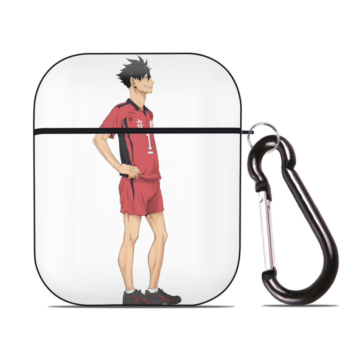 （画像用） ハイキュー!! Haikyu!! AirPods 第2世代保護ケース ハードシェル ブラック 耐衝撃・防指紋・カラビナ付き