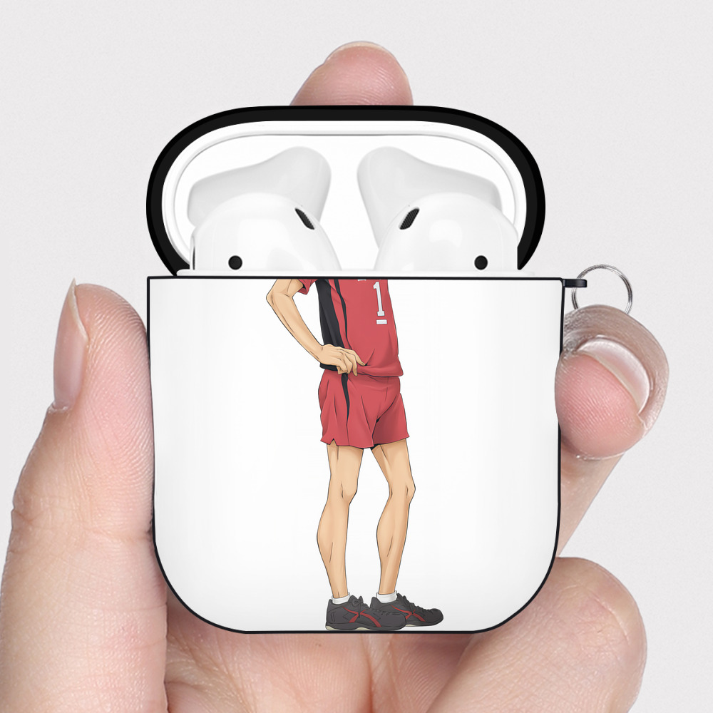 （画像用） ハイキュー!! Haikyu!! AirPods 第2世代保護ケース ハードシェル ブラック 耐衝撃・防指紋・カラビナ付き
