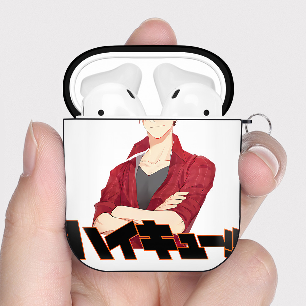 （画像用） ハイキュー!! Haikyu!! AirPods 第2世代保護ケース ハードシェル ブラック 耐衝撃・防指紋・カラビナ付き