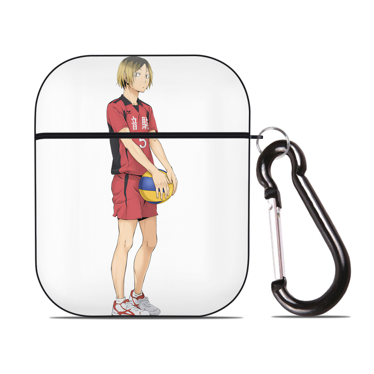 （画像用） ハイキュー!! Haikyu!! AirPods 第2世代保護ケース ハードシェル ブラック 耐衝撃・防指紋・カラビナ付き