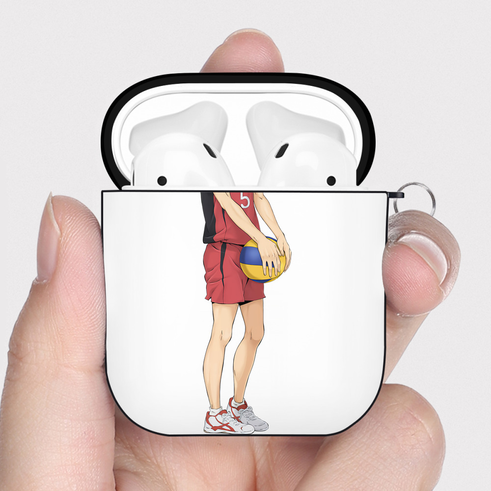 （画像用） ハイキュー!! Haikyu!! AirPods 第2世代保護ケース ハードシェル ブラック 耐衝撃・防指紋・カラビナ付き