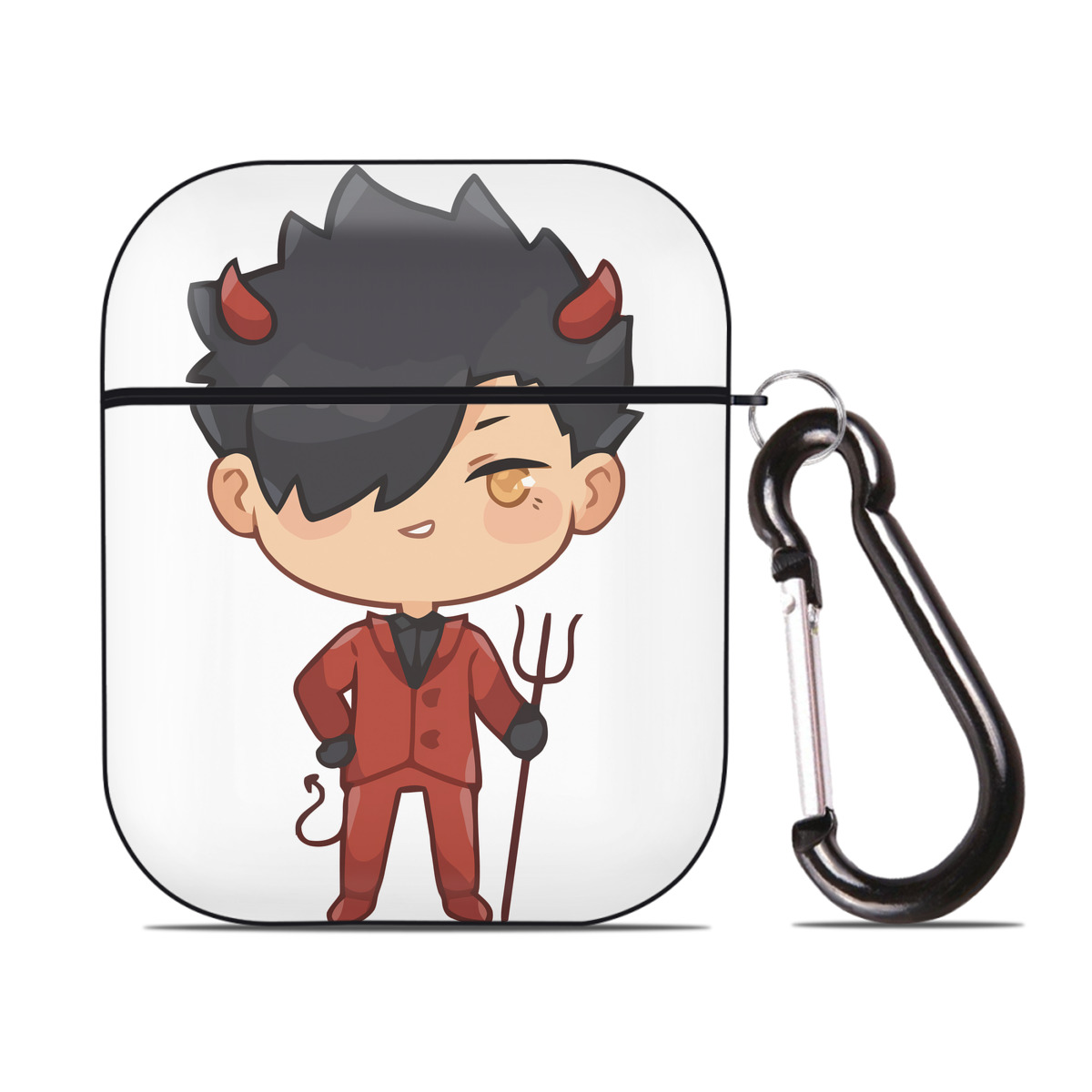 （画像用） ハイキュー!! Haikyu!! AirPods 第2世代保護ケース ハードシェル ブラック 耐衝撃・防指紋・カラビナ付き
