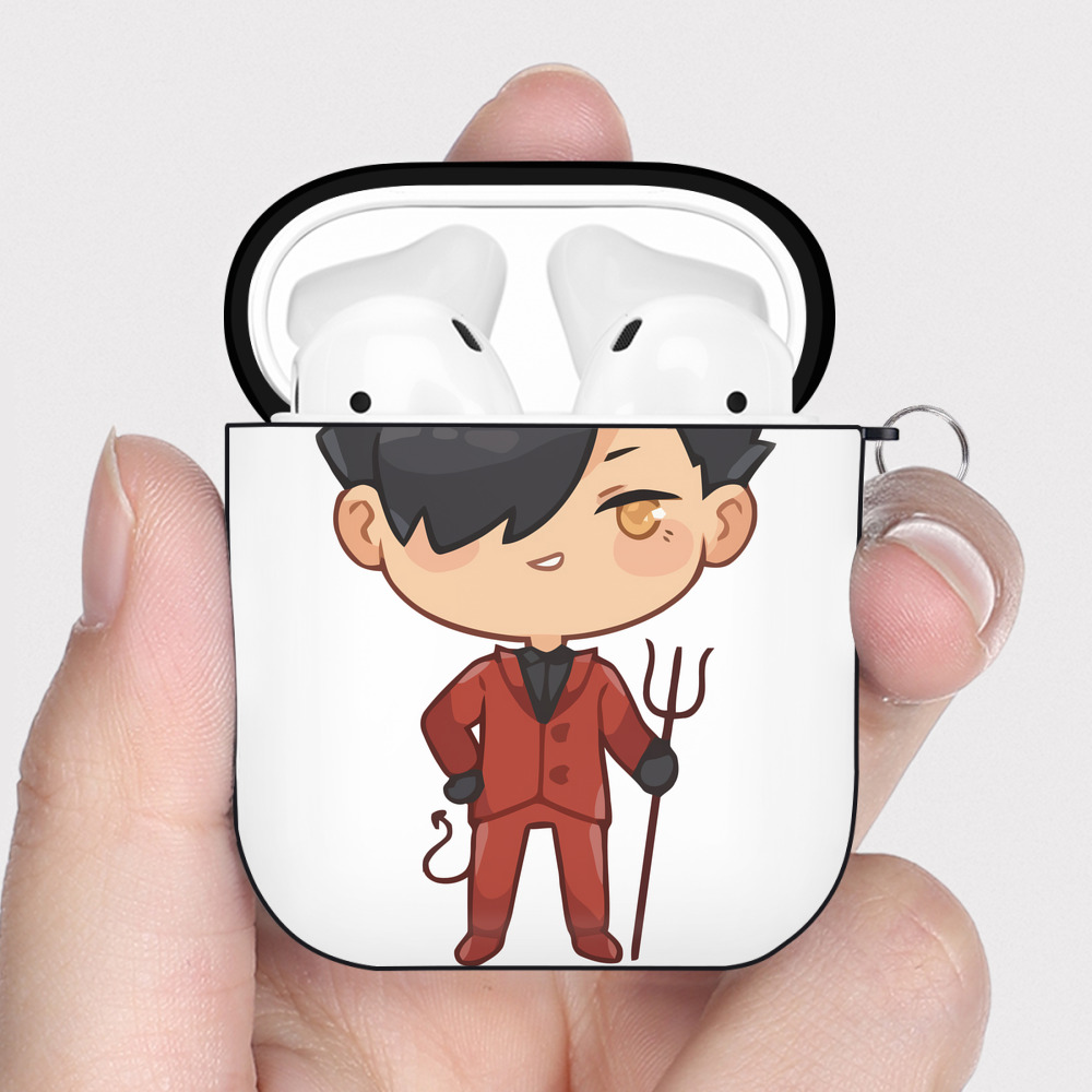 （画像用） ハイキュー!! Haikyu!! AirPods 第2世代保護ケース ハードシェル ブラック 耐衝撃・防指紋・カラビナ付き