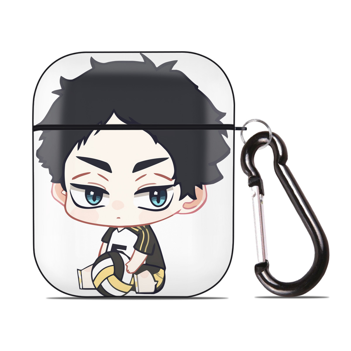 （画像用） ハイキュー!! Haikyu!! AirPods 第2世代保護ケース ハードシェル ブラック 耐衝撃・防指紋・カラビナ付き