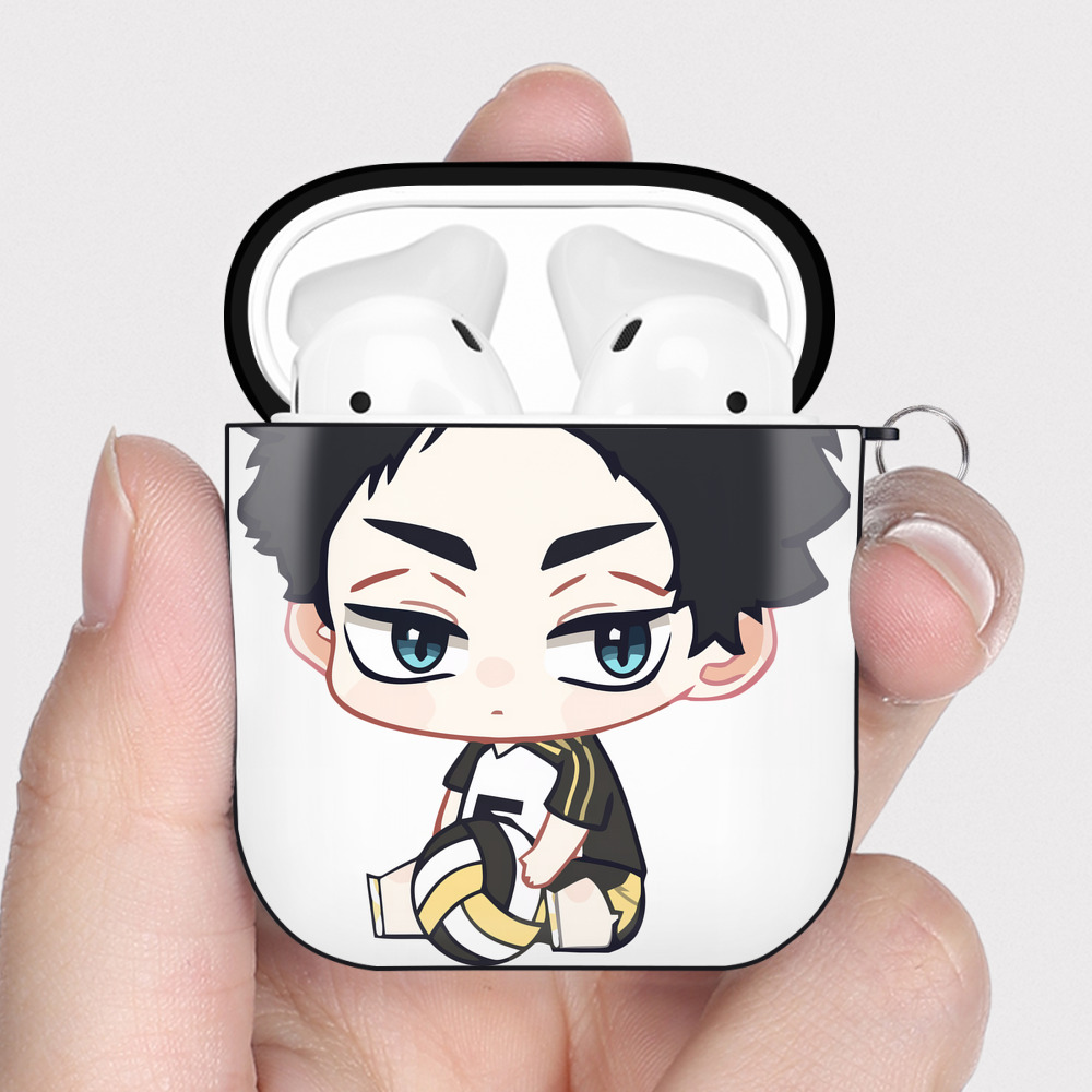 （画像用） ハイキュー!! Haikyu!! AirPods 第2世代保護ケース ハードシェル ブラック 耐衝撃・防指紋・カラビナ付き
