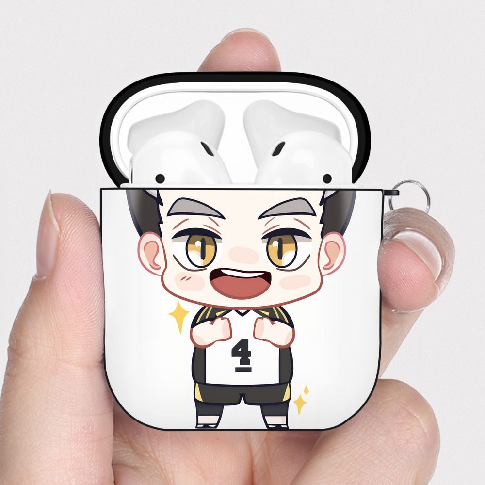 （画像用） ハイキュー!! Haikyu!! AirPods 第2世代保護ケース ハードシェル ブラック 耐衝撃・防指紋・カラビナ付き