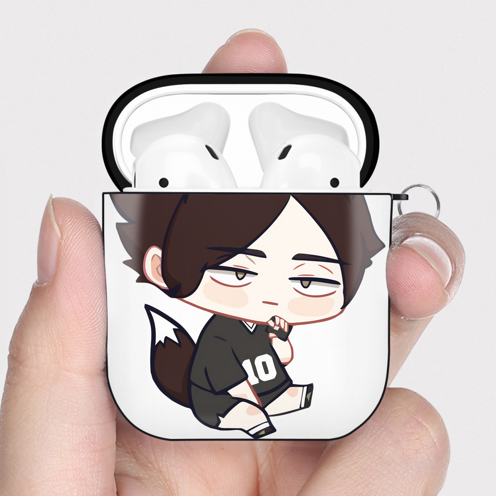 （画像用） ハイキュー!! Haikyu!! AirPods 第2世代保護ケース ハードシェル ブラック 耐衝撃・防指紋・カラビナ付き