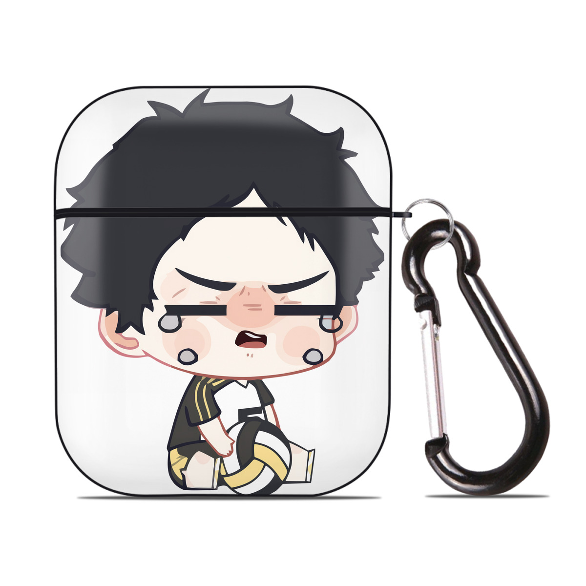 （画像用） ハイキュー!! Haikyu!! AirPods 第2世代保護ケース ハードシェル ブラック 耐衝撃・防指紋・カラビナ付き