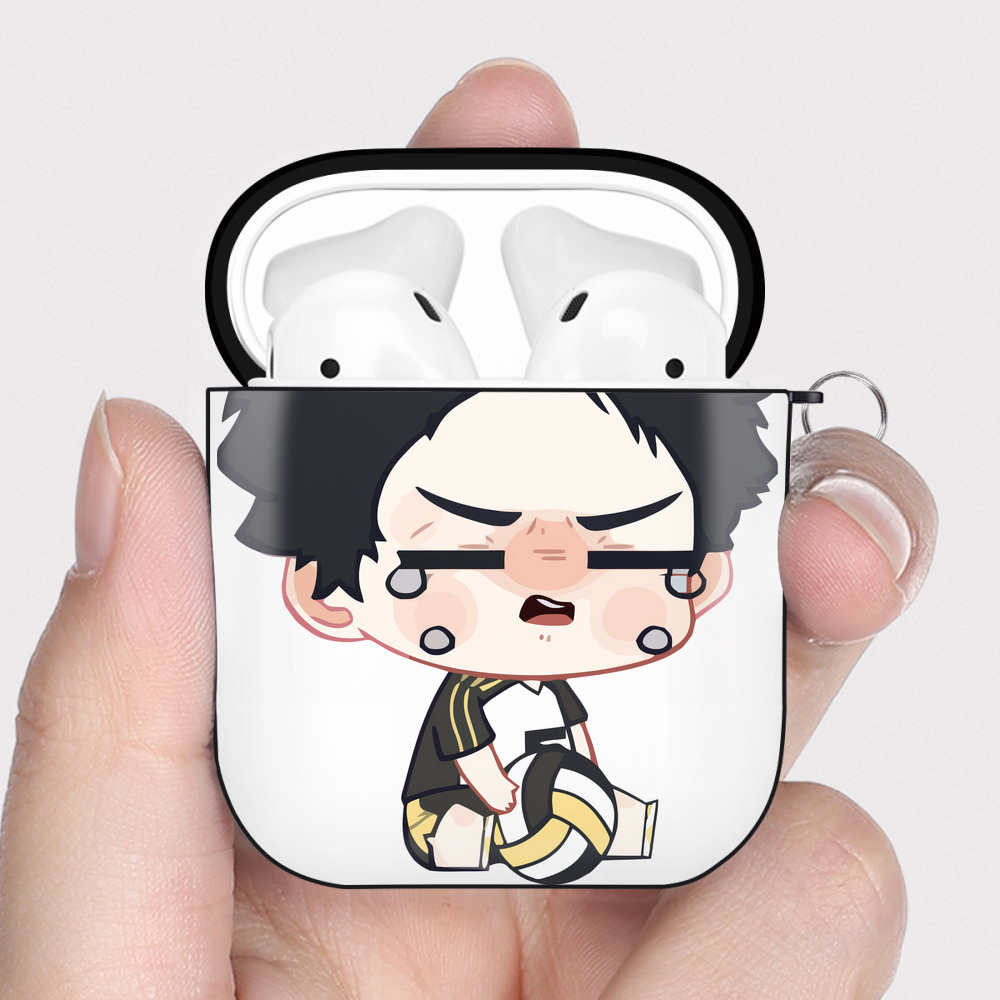 （画像用） ハイキュー!! Haikyu!! AirPods 第2世代保護ケース ハードシェル ブラック 耐衝撃・防指紋・カラビナ付き