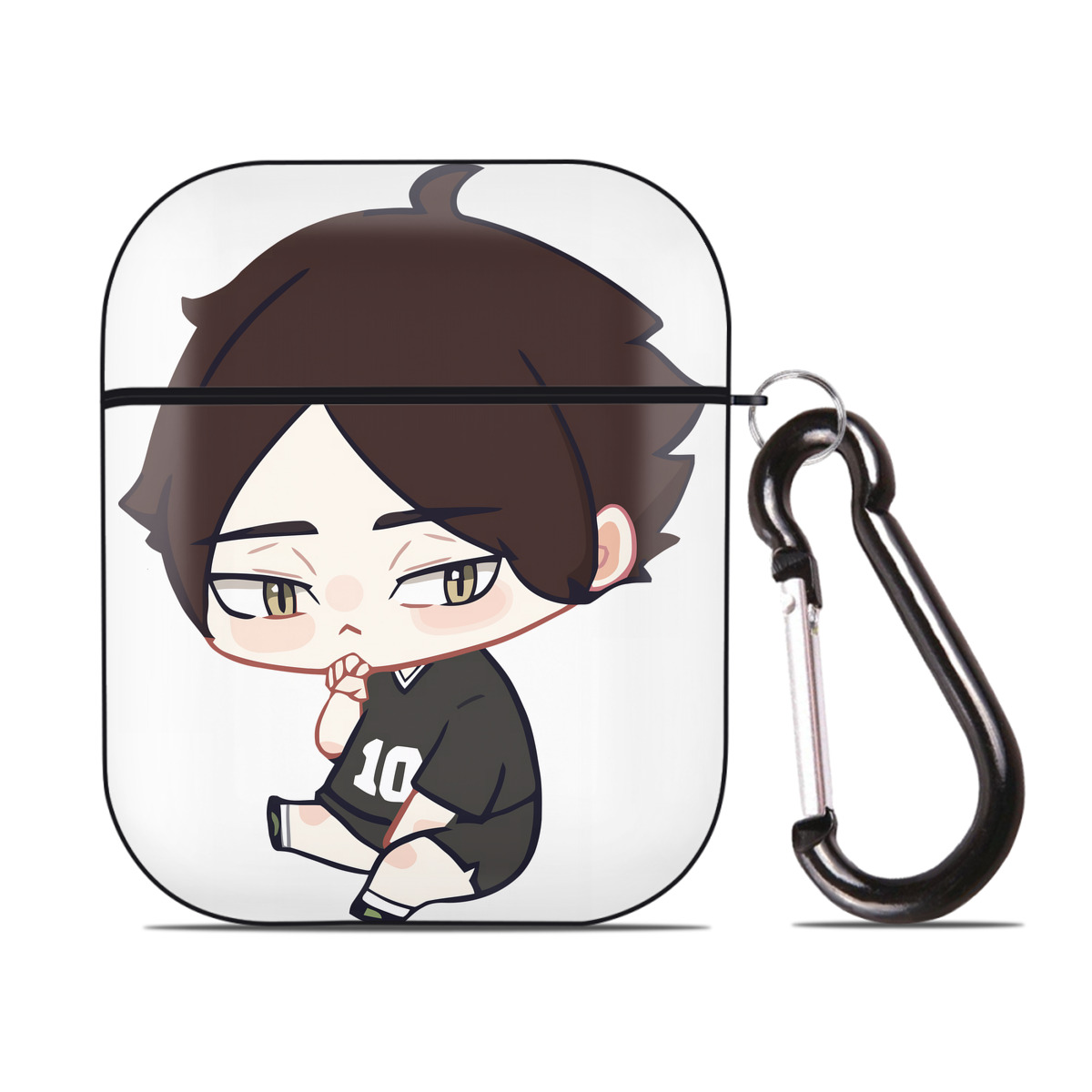 （画像用） ハイキュー!! Haikyu!! AirPods 第2世代保護ケース ハードシェル ブラック 耐衝撃・防指紋・カラビナ付き