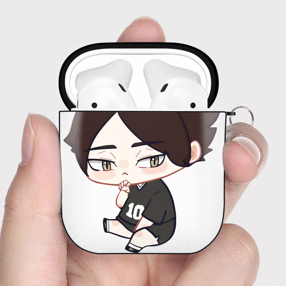 （画像用） ハイキュー!! Haikyu!! AirPods 第2世代保護ケース ハードシェル ブラック 耐衝撃・防指紋・カラビナ付き
