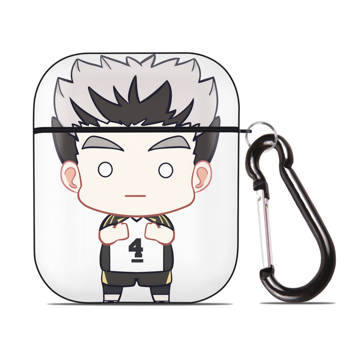 （画像用） ハイキュー!! Haikyu!! AirPods 第2世代保護ケース ハードシェル ブラック 耐衝撃・防指紋・カラビナ付き