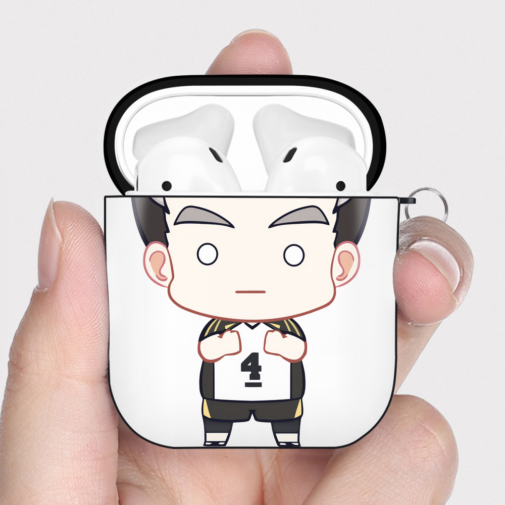 （画像用） ハイキュー!! Haikyu!! AirPods 第2世代保護ケース ハードシェル ブラック 耐衝撃・防指紋・カラビナ付き