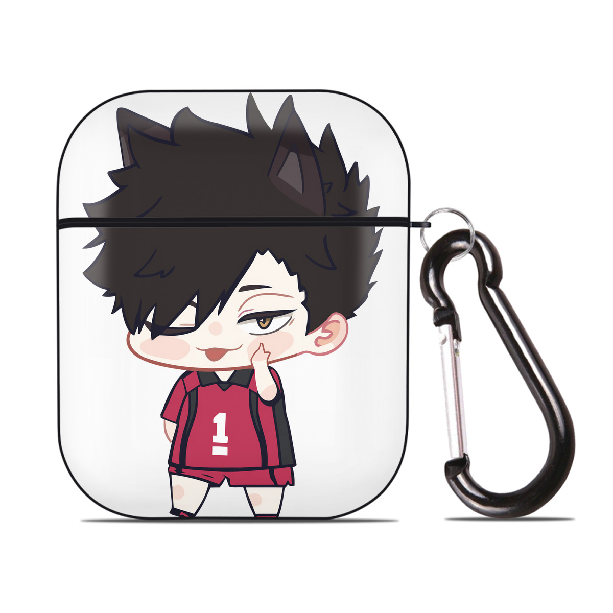 （画像用） ハイキュー!! Haikyu!! AirPods 第2世代保護ケース ハードシェル ブラック 耐衝撃・防指紋・カラビナ付き