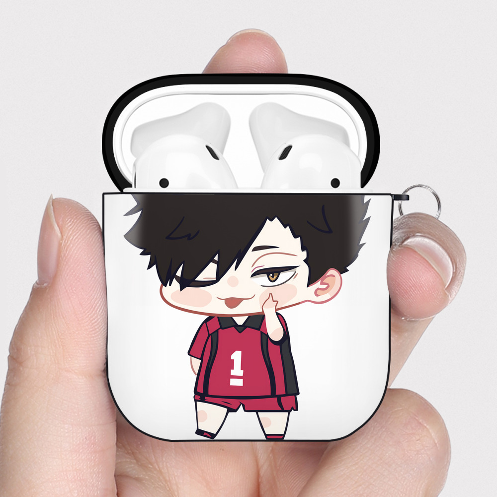 （画像用） ハイキュー!! Haikyu!! AirPods 第2世代保護ケース ハードシェル ブラック 耐衝撃・防指紋・カラビナ付き