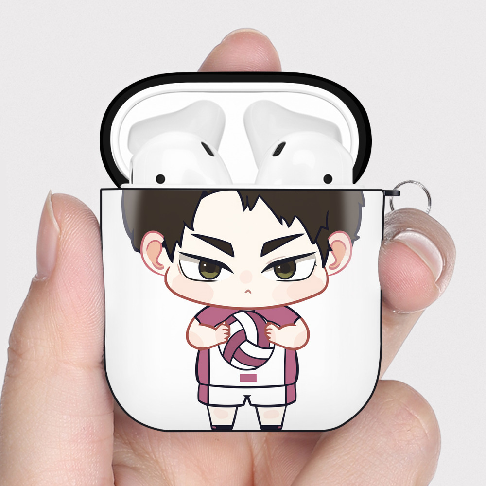 （画像用） ハイキュー!! Haikyu!! AirPods 第2世代保護ケース ハードシェル ブラック 耐衝撃・防指紋・カラビナ付き