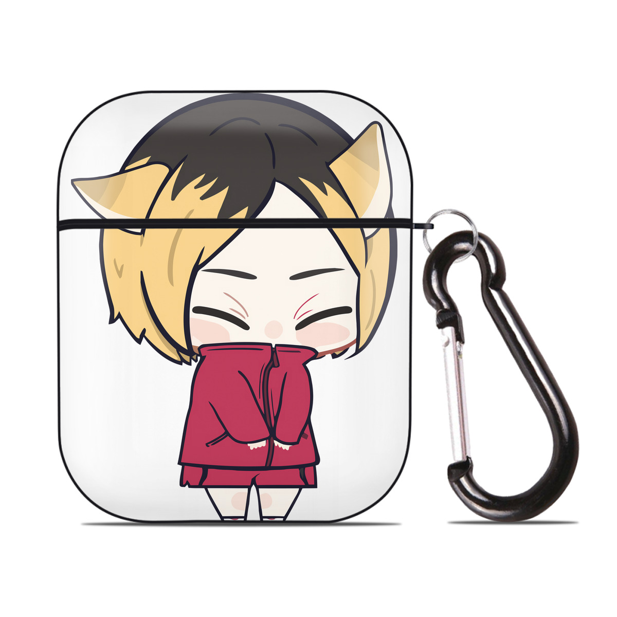 （画像用） ハイキュー!! Haikyu!! AirPods 第2世代保護ケース ハードシェル ブラック 耐衝撃・防指紋・カラビナ付き