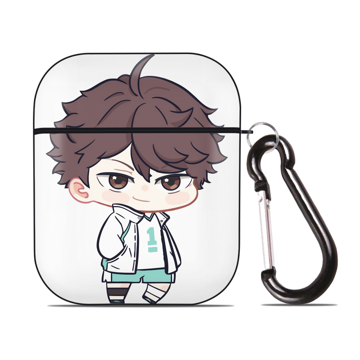 （画像用） ハイキュー!! Haikyu!! AirPods 第2世代保護ケース ハードシェル ブラック 耐衝撃・防指紋・カラビナ付き