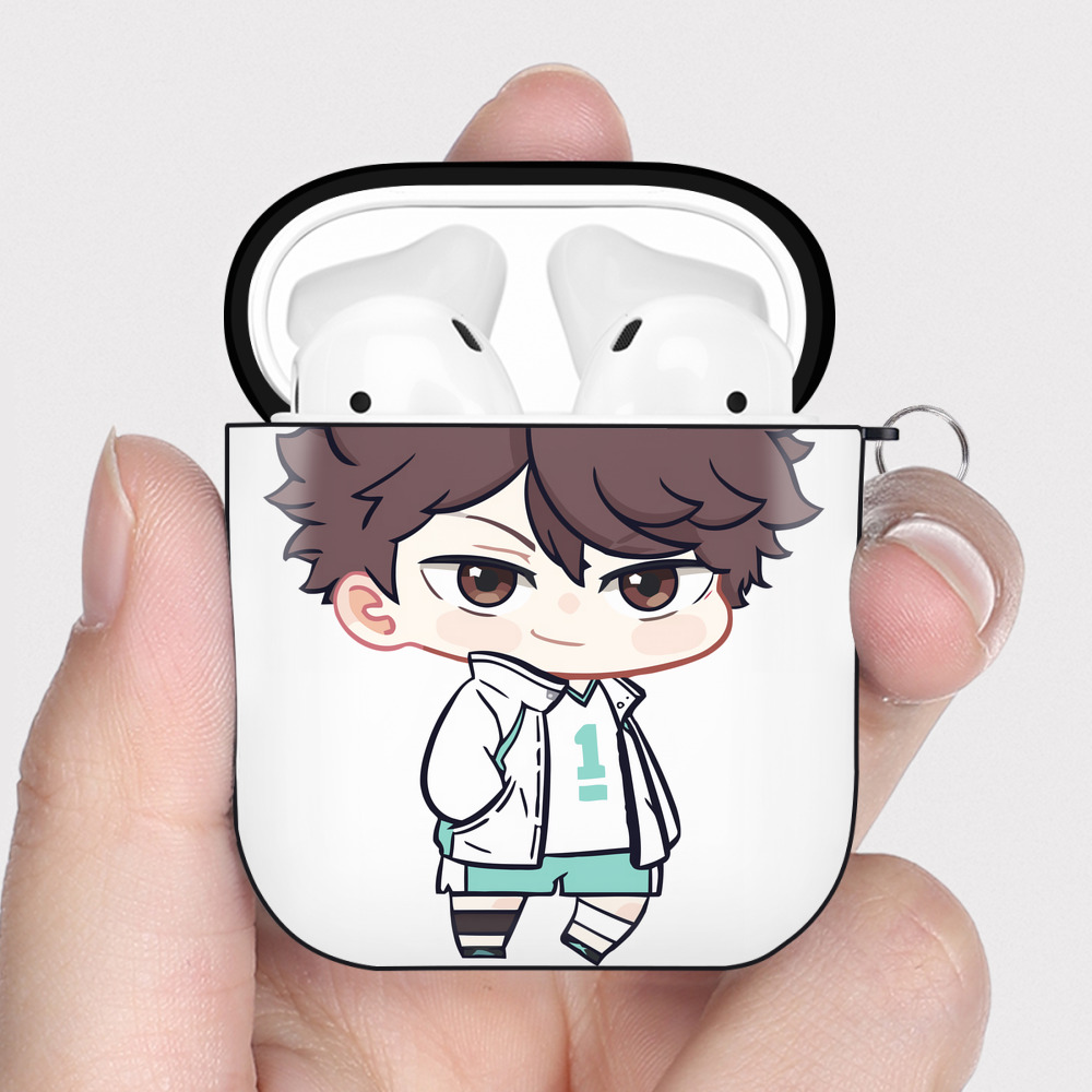 （画像用） ハイキュー!! Haikyu!! AirPods 第2世代保護ケース ハードシェル ブラック 耐衝撃・防指紋・カラビナ付き