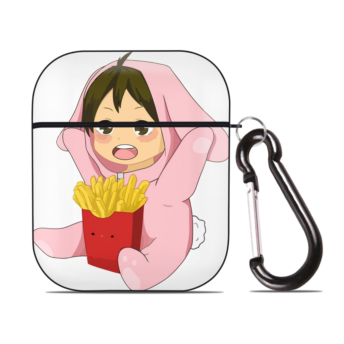 （画像用） ハイキュー!! Haikyu!! AirPods 第2世代保護ケース ハードシェル ブラック 耐衝撃・防指紋・カラビナ付き