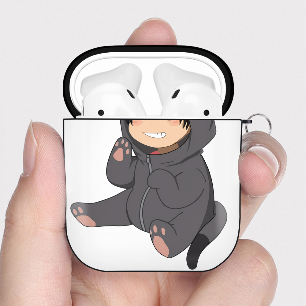 （画像用） ハイキュー!! Haikyu!! AirPods 第2世代保護ケース ハードシェル ブラック 耐衝撃・防指紋・カラビナ付き