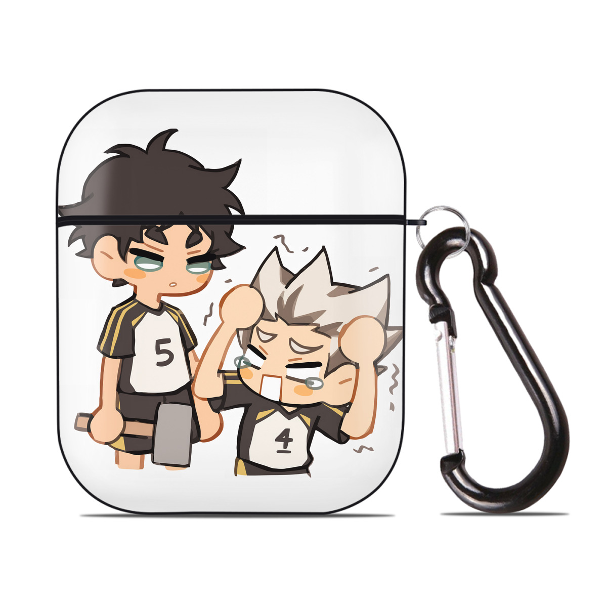 （画像用） ハイキュー!! Haikyu!! AirPods 第2世代保護ケース ハードシェル ブラック 耐衝撃・防指紋・カラビナ付き
