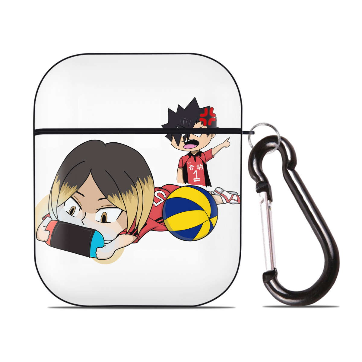 （画像用） ハイキュー!! Haikyu!! AirPods 第2世代保護ケース ハードシェル ブラック 耐衝撃・防指紋・カラビナ付き