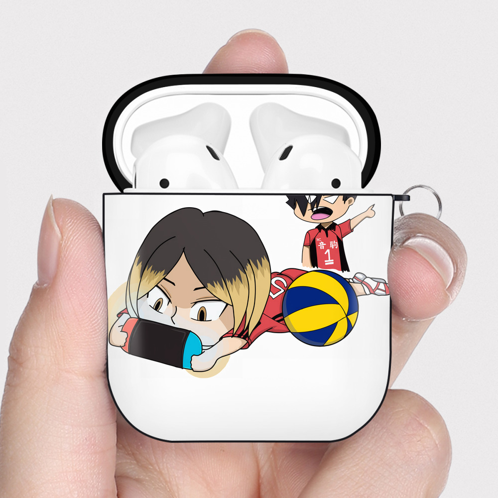 （画像用） ハイキュー!! Haikyu!! AirPods 第2世代保護ケース ハードシェル ブラック 耐衝撃・防指紋・カラビナ付き