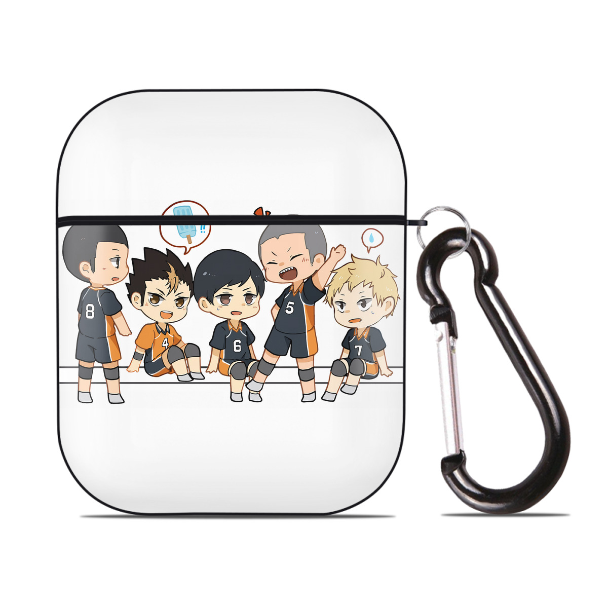 （画像用） ハイキュー!! Haikyu!! AirPods 第2世代保護ケース ハードシェル ブラック 耐衝撃・防指紋・カラビナ付き
