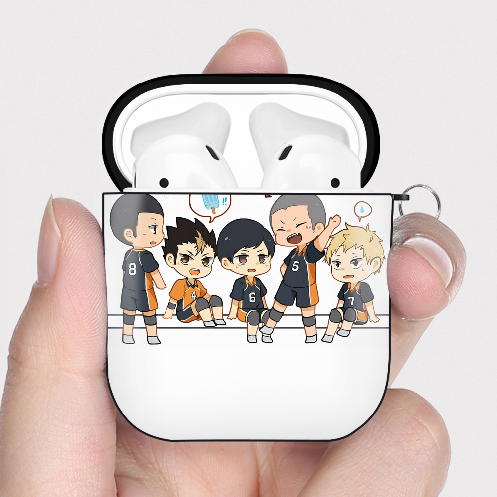 （画像用） ハイキュー!! Haikyu!! AirPods 第2世代保護ケース ハードシェル ブラック 耐衝撃・防指紋・カラビナ付き
