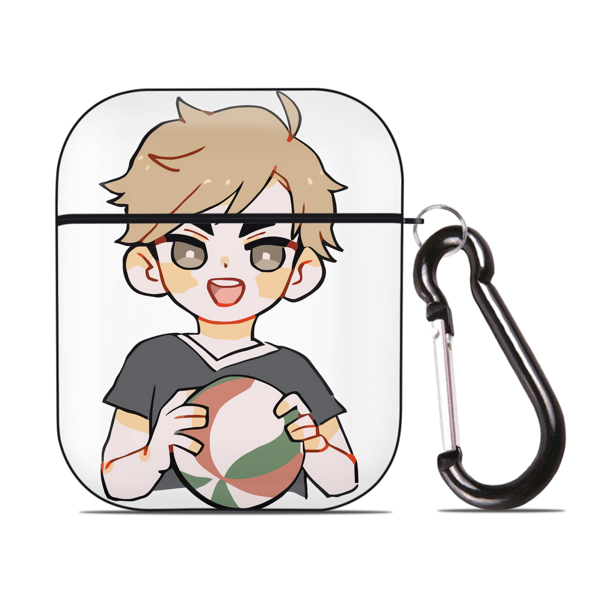 （画像用） ハイキュー!! Haikyu!! AirPods 第2世代保護ケース ハードシェル ブラック 耐衝撃・防指紋・カラビナ付き