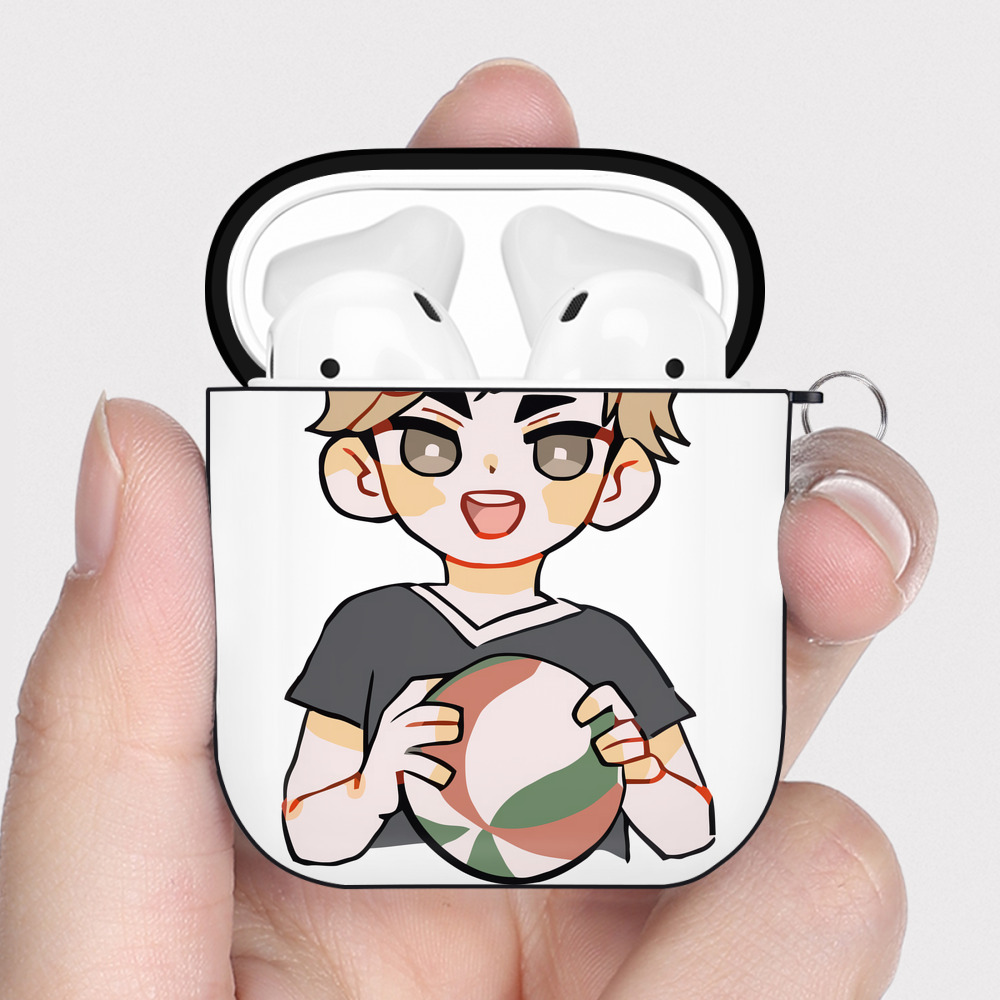 （画像用） ハイキュー!! Haikyu!! AirPods 第2世代保護ケース ハードシェル ブラック 耐衝撃・防指紋・カラビナ付き