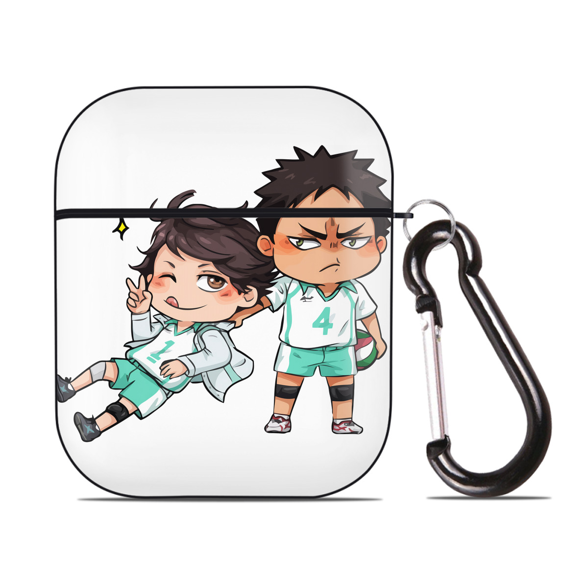 （画像用） ハイキュー!! Haikyu!! AirPods 第2世代保護ケース ハードシェル ブラック 耐衝撃・防指紋・カラビナ付き