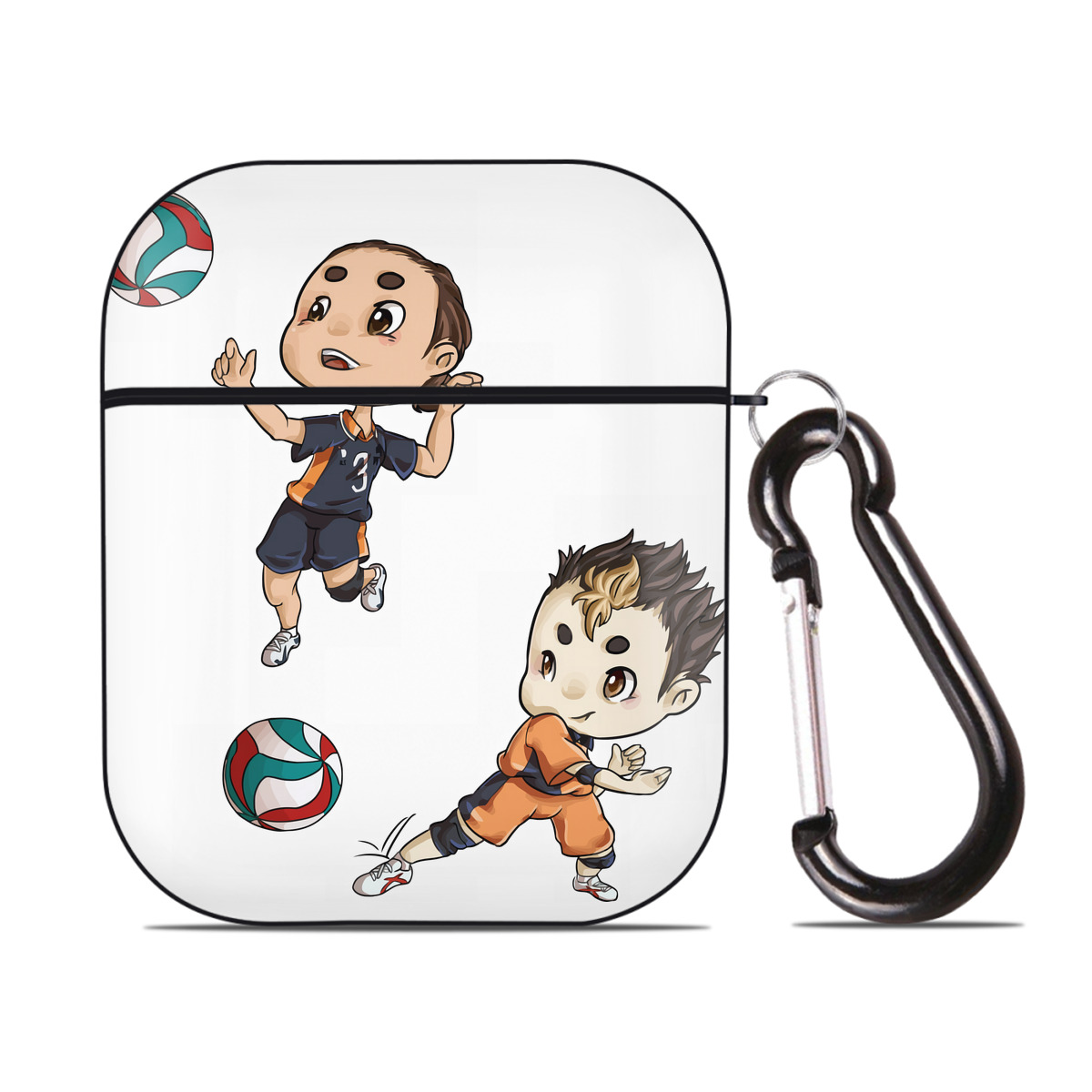 （画像用） ハイキュー!! Haikyu!! AirPods 第2世代保護ケース ハードシェル ブラック 耐衝撃・防指紋・カラビナ付き