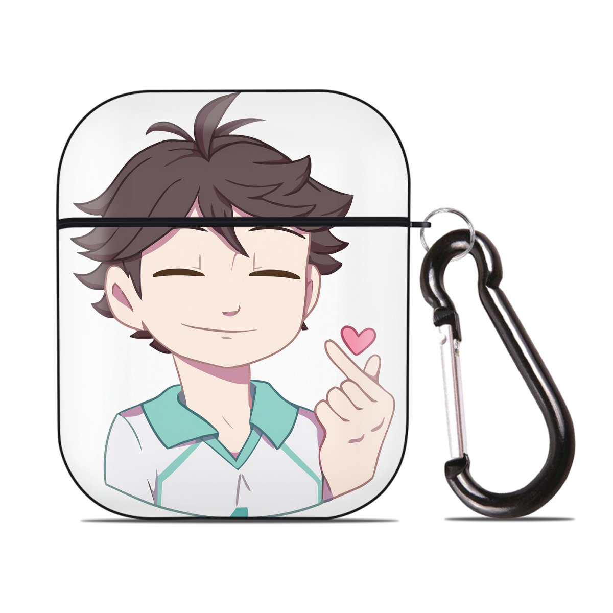 （画像用） ハイキュー!! Haikyu!! AirPods 第2世代保護ケース ハードシェル ブラック 耐衝撃・防指紋・カラビナ付き