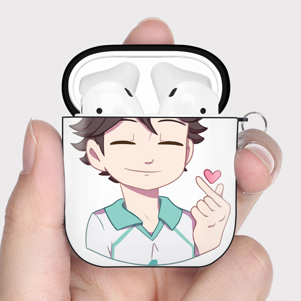 （画像用） ハイキュー!! Haikyu!! AirPods 第2世代保護ケース ハードシェル ブラック 耐衝撃・防指紋・カラビナ付き