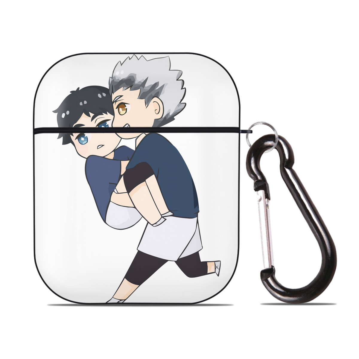 （画像用） ハイキュー!! Haikyu!! AirPods 第2世代保護ケース ハードシェル ブラック 耐衝撃・防指紋・カラビナ付き