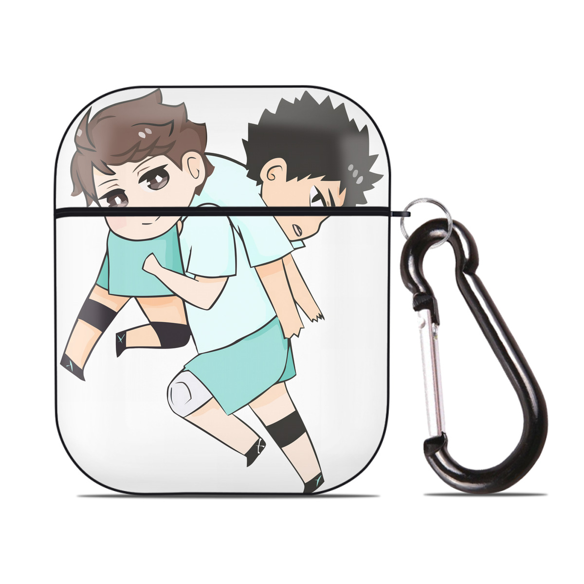 （画像用） ハイキュー!! Haikyu!! AirPods 第2世代保護ケース ハードシェル ブラック 耐衝撃・防指紋・カラビナ付き