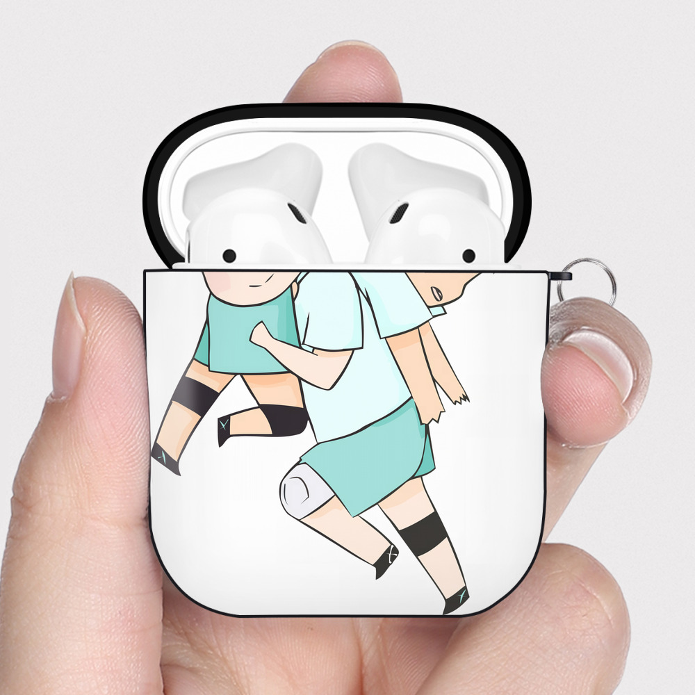 （画像用） ハイキュー!! Haikyu!! AirPods 第2世代保護ケース ハードシェル ブラック 耐衝撃・防指紋・カラビナ付き