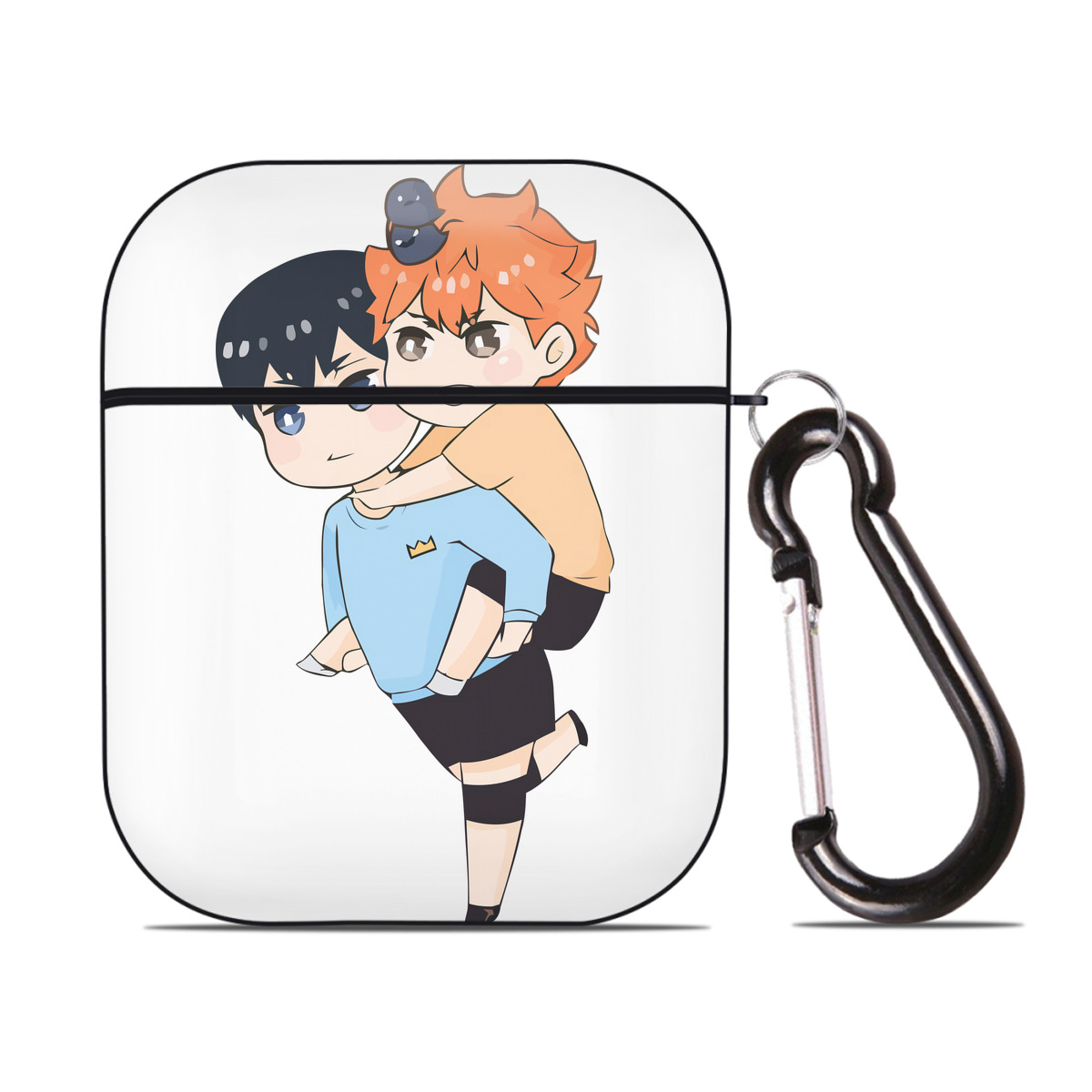 （画像用） ハイキュー!! Haikyu!! AirPods 第2世代保護ケース ハードシェル ブラック 耐衝撃・防指紋・カラビナ付き